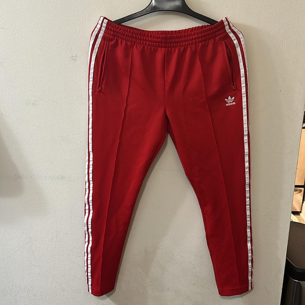 Adidas Red and White Joggers